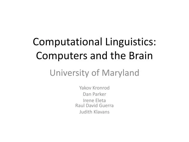 computational linguistics computers and the brain