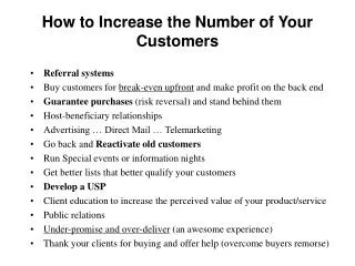 How to Increase the Number of Your Customers