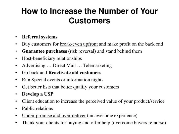 how to increase the number of your customers