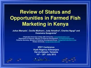 Review of Status and Opportunities in Farmed Fish Marketing in  Kenya
