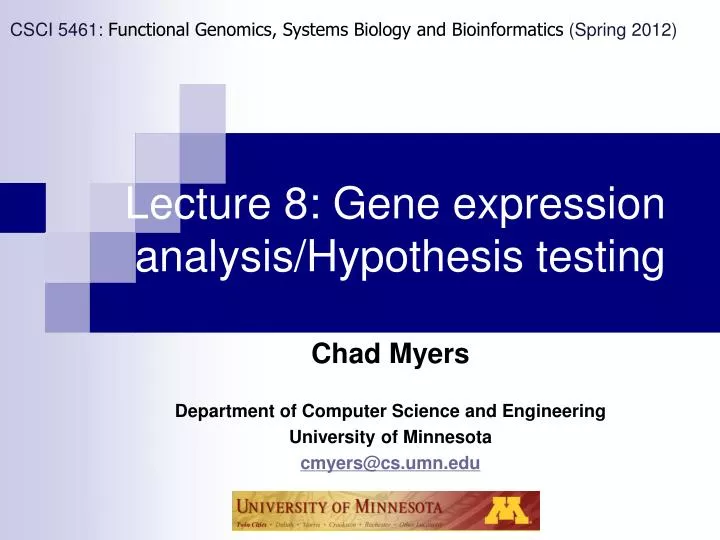 lecture 8 gene expression analysis hypothesis testing