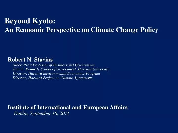 beyond kyoto an economic perspective on climate change policy