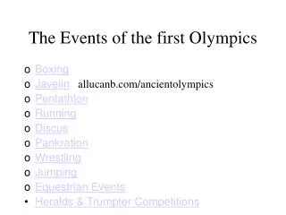 The Events of the first Olympics