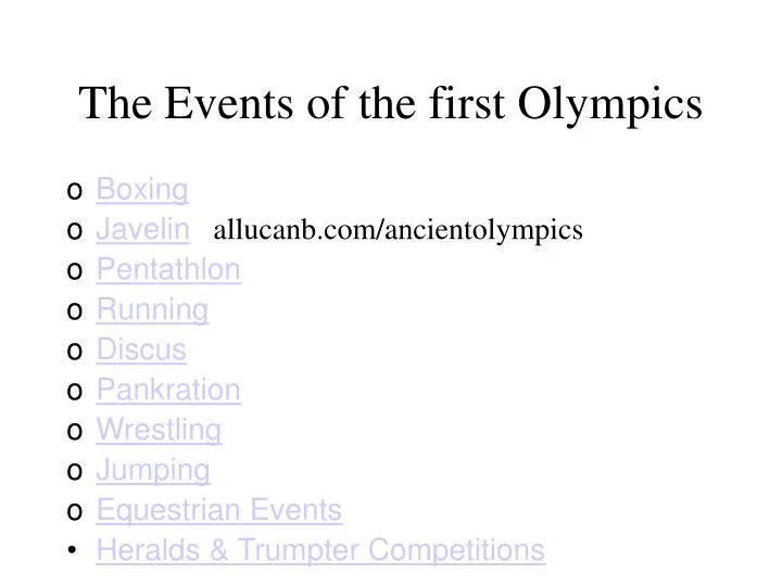 the events of the first olympics