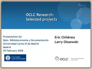 OCLC Research: Selected projects