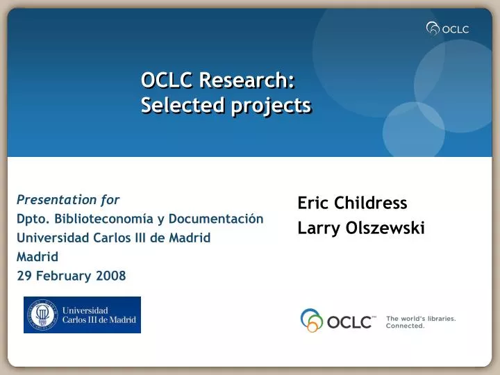 oclc research selected projects