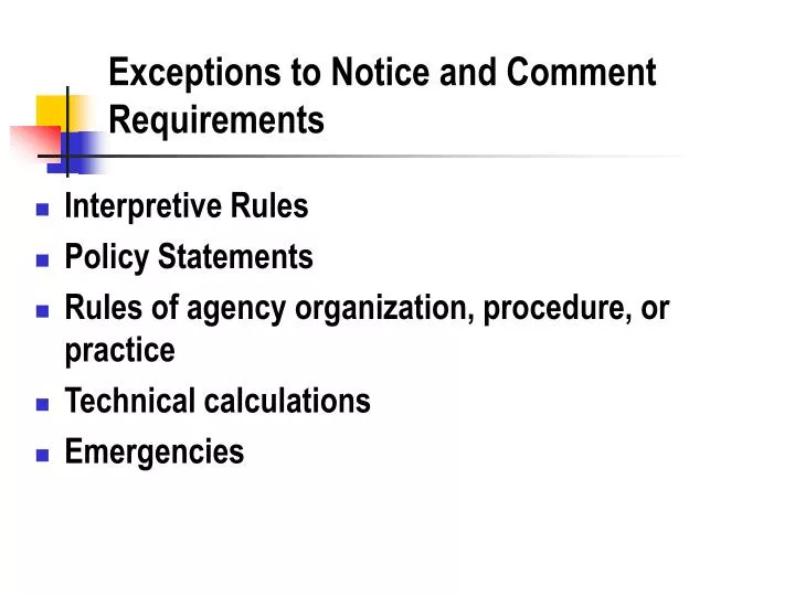 exceptions to notice and comment requirements