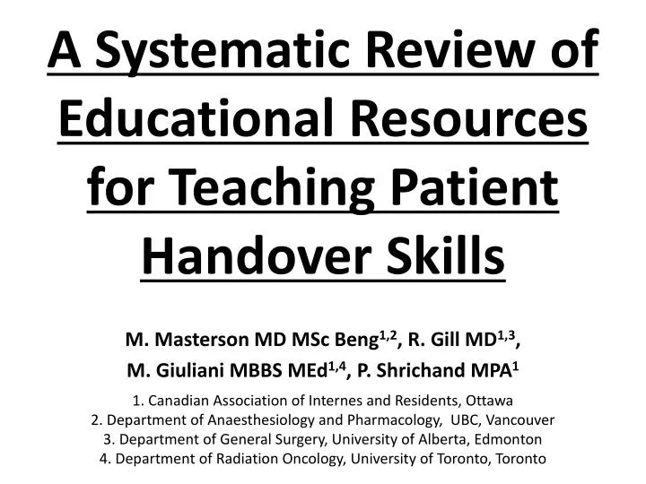 a systematic review of educational resources for teaching patient handover skills