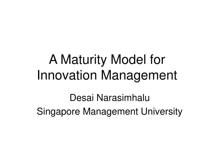 a maturity model for innovation management