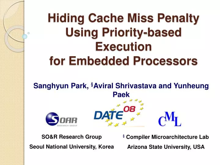 hiding cache miss penalty using priority based execution for embedded processors