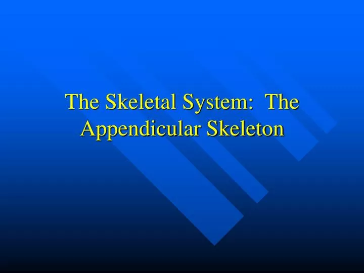 the skeletal system the appendicular skeleton