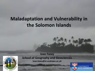 Maladaptation and Vulnerability in the Solomon Islands
