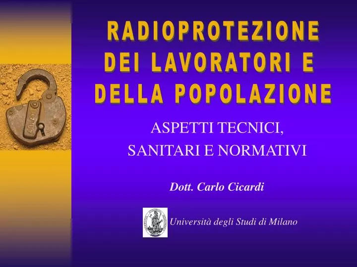 aspetti tecnici sanitari e normativi dott carlo cicardi universit degli studi di milano