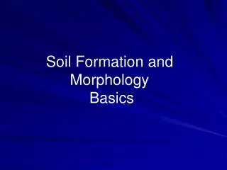 Soil Formation and Morphology Basics