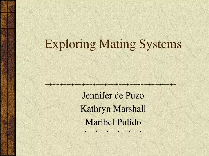 exploring mating systems