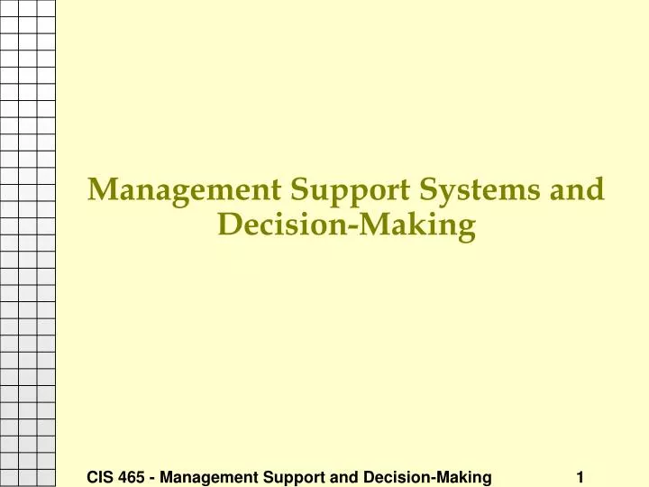 management support systems and decision making