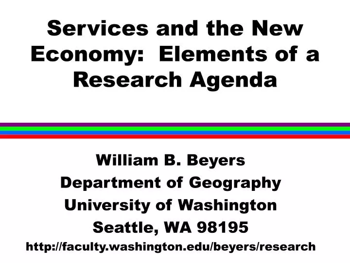 services and the new economy elements of a research agenda