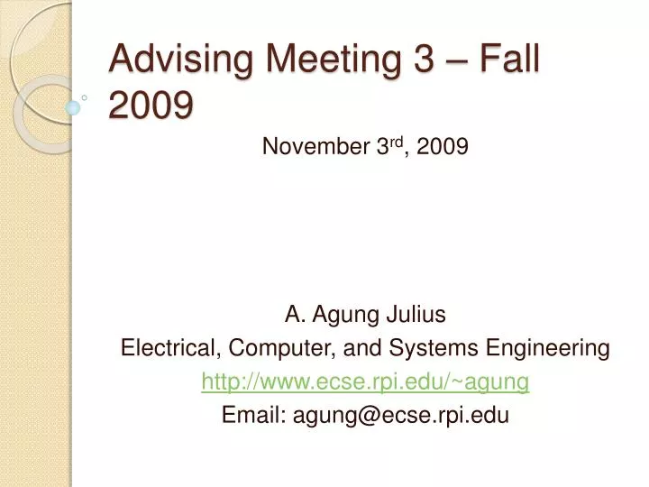 advising meeting 3 fall 2009