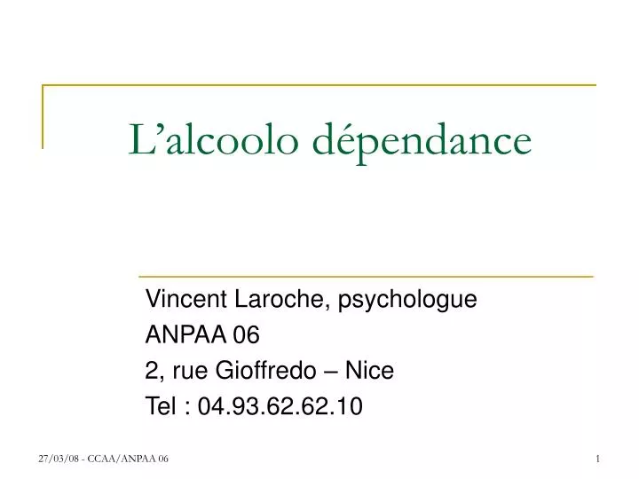 l alcoolo d pendance