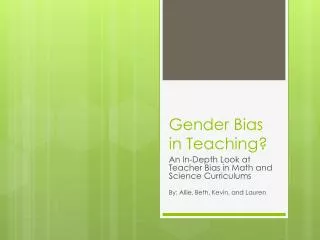 Gender Bias in Teaching?