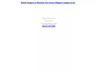 dragons vs munster live stream magners league rugby channel