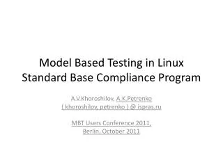 Model Based Testing in Linux Standard Base Compliance Program