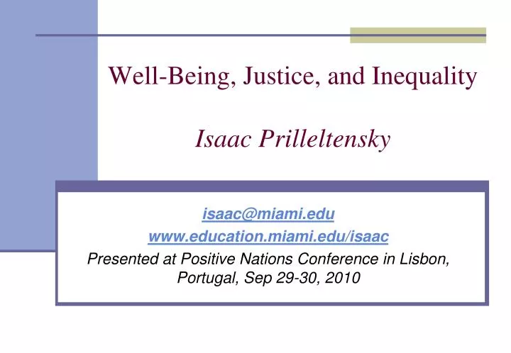 well being justice and inequality isaac prilleltensky
