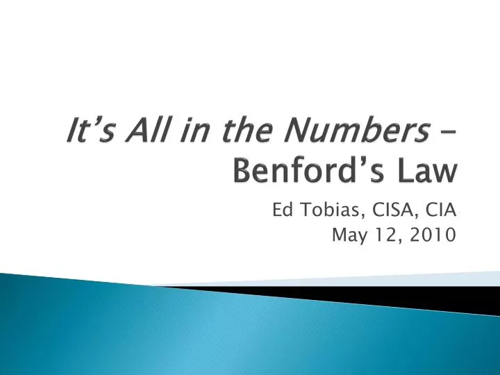 it s all in the numbers benford s law