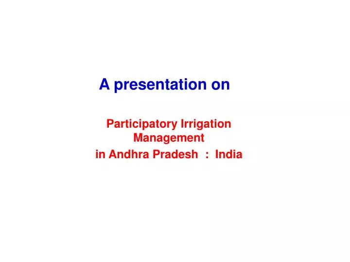 participatory irrigation management in andhra pradesh india