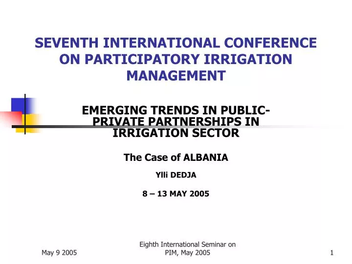 seventh international conference on participatory irrigation management