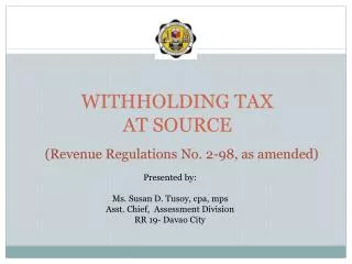 WITHHOLDING TAX AT SOURCE