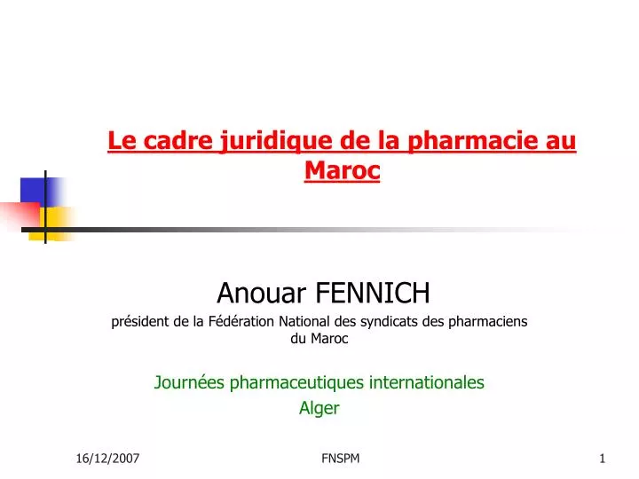 le cadre juridique de la pharmacie au maroc