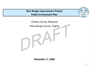 Nice Bridge Improvement Project Public Involvement Plan