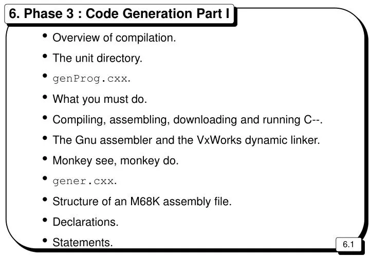 6 phase 3 code generation part i