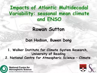 Impacts of Atlantic Multidecadal Variability: seasonal mean climate and ENSO