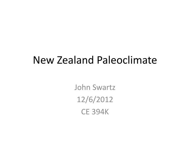 new zealand paleoclimate