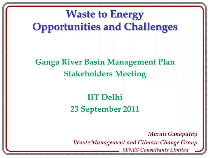 waste to energy opportunities and challenges
