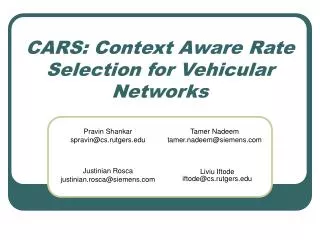 CARS: Context Aware Rate Selection for Vehicular Networks