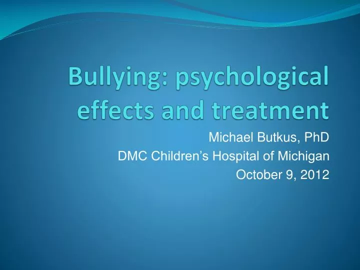 bullying psychological effects and treatment