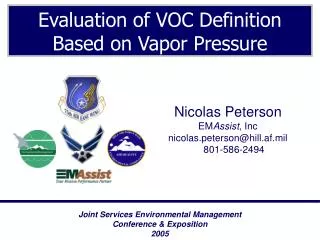 Evaluation of VOC Definition Based on Vapor Pressure