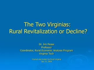 The Two Virginias: Rural Revitalization or Decline?