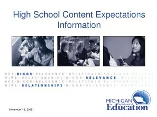 High School Content Expectations Information