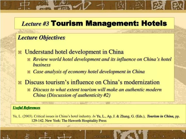 lecture 3 tourism management hotels