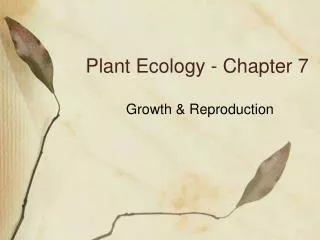 Plant Ecology - Chapter 7