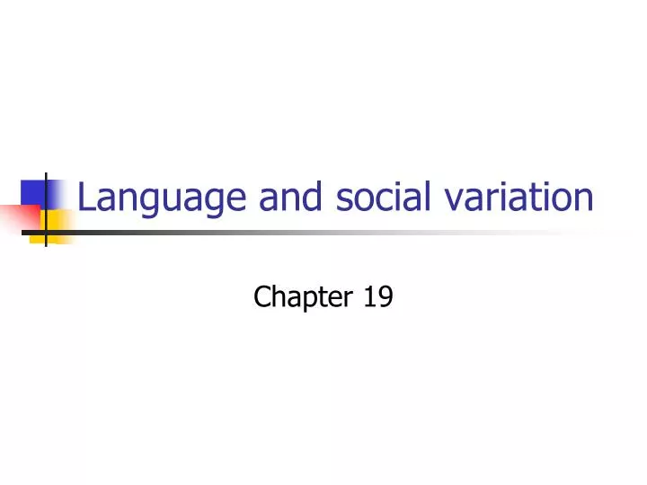 language and social variation