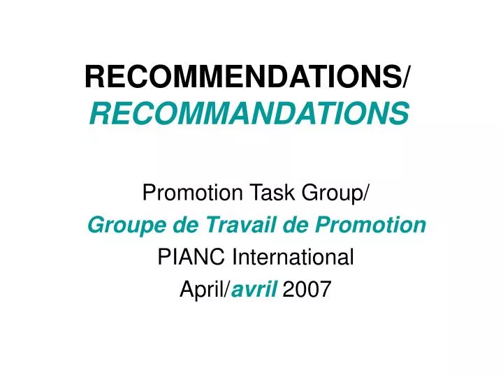 recommendations recommandations