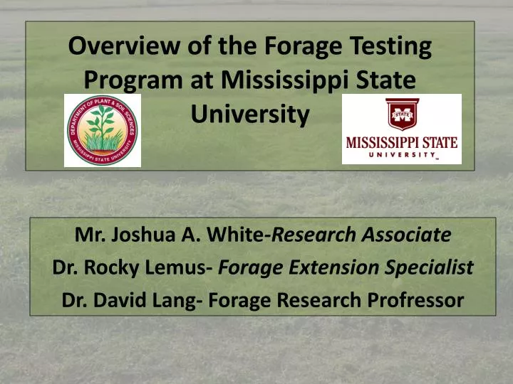 overview of the forage testing program at mississippi state university