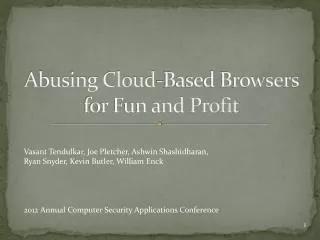 Abusing Cloud-Based Browsers for Fun and Profit
