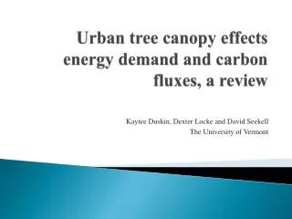 Urban tree canopy effects energy demand and carbon fluxes, a review