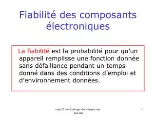fiabilit des composants lectroniques